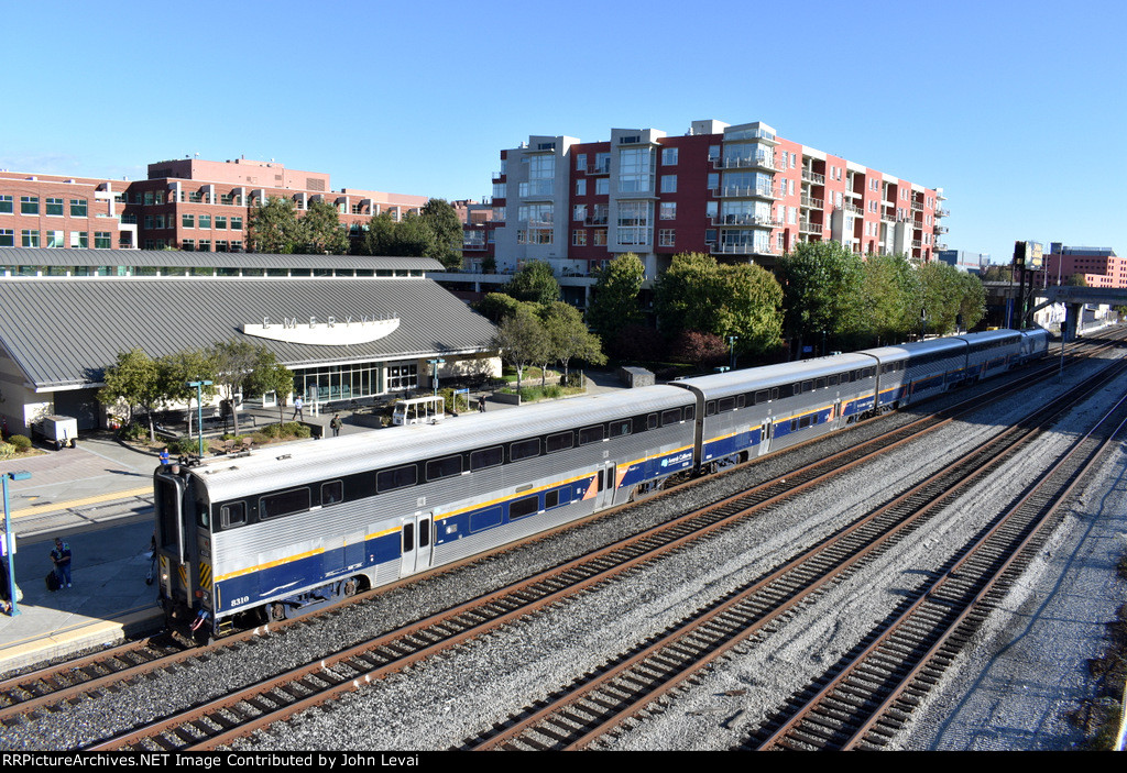 Amtrak Train # 538 about to pause at the station